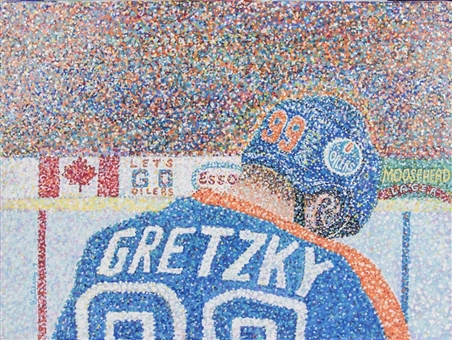 2019 Wayne Gretzky Original Mixed Media Painting By Artist Greg Gutierrez On 18x24 Canvas - Gretzky Takes A Bow
